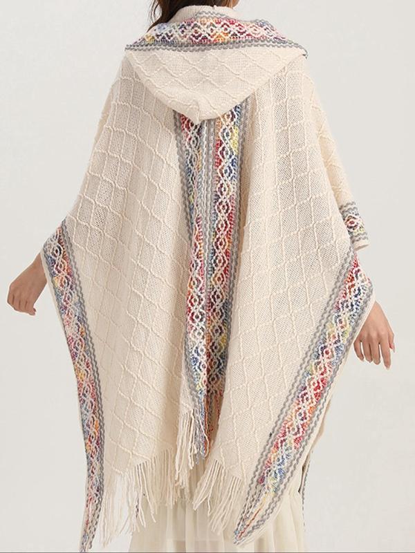 Women's Ethnic Pattern Shawl, Casual Versatile Warm Long Shawl for Fall & Winter, Fashion Accessories for Women & Girls