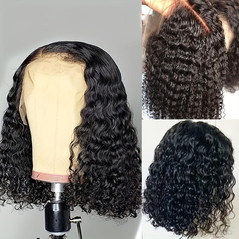 High temperature fiber - elegant deep wave wig, 150% density, ready to wear synthetic wig, dyed and bleached 14 inches, can be styled, glue free 4x4 lace combination,,