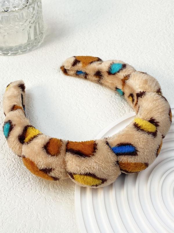 Leopard Print Headband, Cute Plush Hair Hoop, Fashion Hair Accessories for Women & Girls, Minimalist Headwear Suitable for Thick Hair, Beauty Hair Accessories for Daily Use