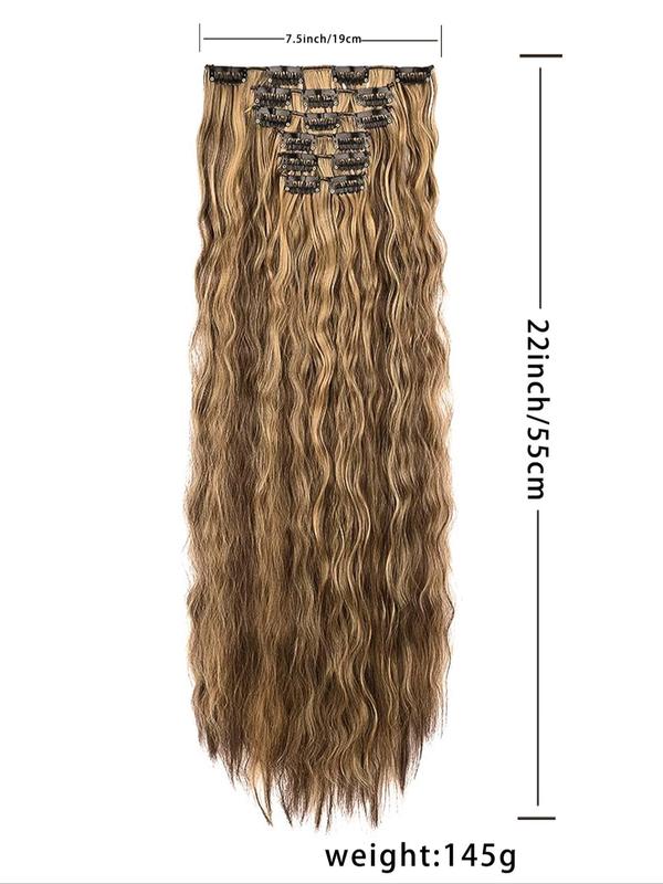 Women's 22inch Long Wavy Clip-in Hair Extensions for Daily & Costume Party, Natural Looking Fluffy Hair Hairpiece Extensions for Daily & Party Photography Decoration,  Hairstyle Ideas