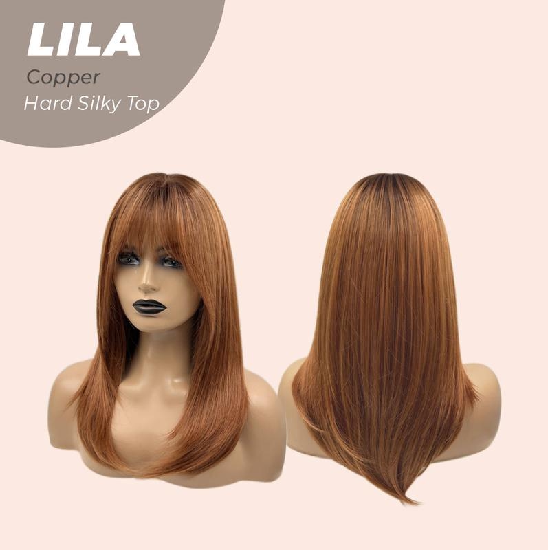 JBEXTENSION 20 Inches Scalpiana 3.5X4 Hard Silky Top Natural Scalp Effect Wig With Bangs LILA