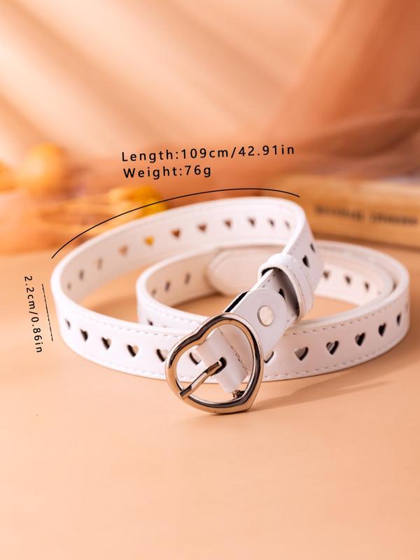 Women's Fashionable Heart Design Pu Buckle Belt,  Vintage Style Hollow out Heart Design Pu Buckle Belt, Fashion All-match Waist Belt for Jeans & Dress Decoration