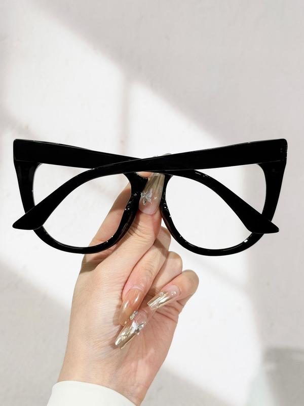 Unisex Vintage Cat Eye Frame Eyeglasses, Trendy Casual Eyeglasses for Everyday Use, Fashion Accessories for Outdoor Activities