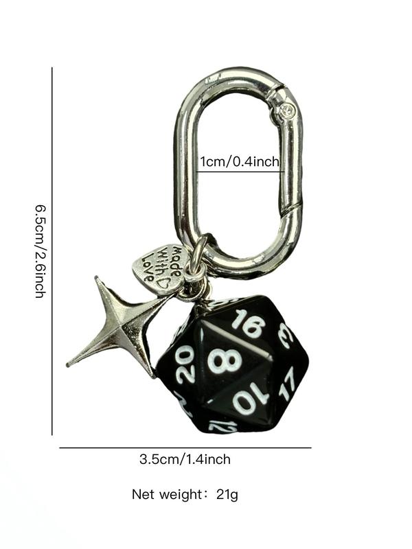 Dice & Star Design Charm Keychain for Bag & Car Keys, Cute Bag Charm for Women & Men, Trendy All-match & Exquisite Accessories for Birthday Gift