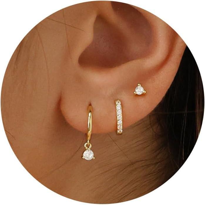 Dearmay 3PCS Set Hoop Earring Stylish Women Stud Earrings and Pendant Earrings Set Hypoallergenic Women's Autumn Accessories Girls Gifts