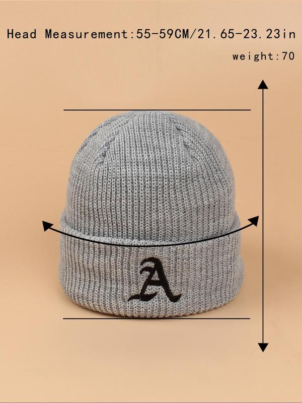 Letter Embroidery Beanie Hat, Fashion Casual Warm Knitted Hat for Men and Women, Trendy Versatile Sports Hat for Outdoor, Travel, Daily Wear