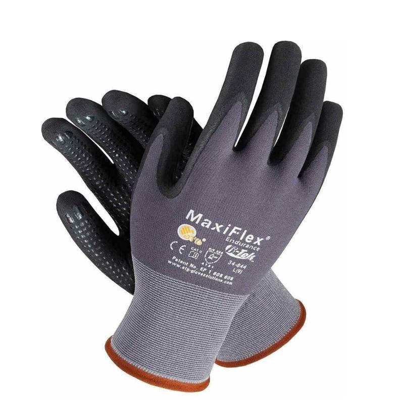 12 Pairs Pack | MaxiFlex PIP 34-844 | Endurance Knit Glove | Gray | Hand Protection | Medium and Large