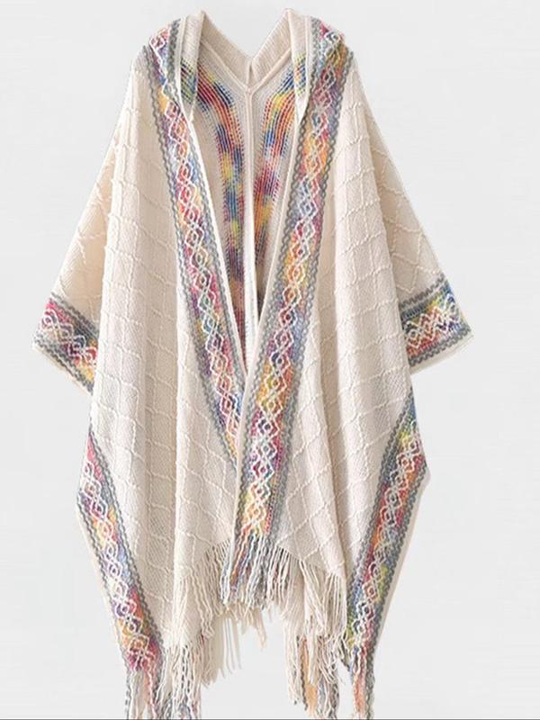 Women's Ethnic Pattern Shawl, Casual Versatile Warm Long Shawl for Fall & Winter, Fashion Accessories for Women & Girls