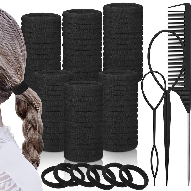 140 count Black Hair Ties Hair Bands for Women's Hair Thick Hair Ties no  Seamless Hair Ties for Women Man Girl Thin Hair Thick Hair (Black)