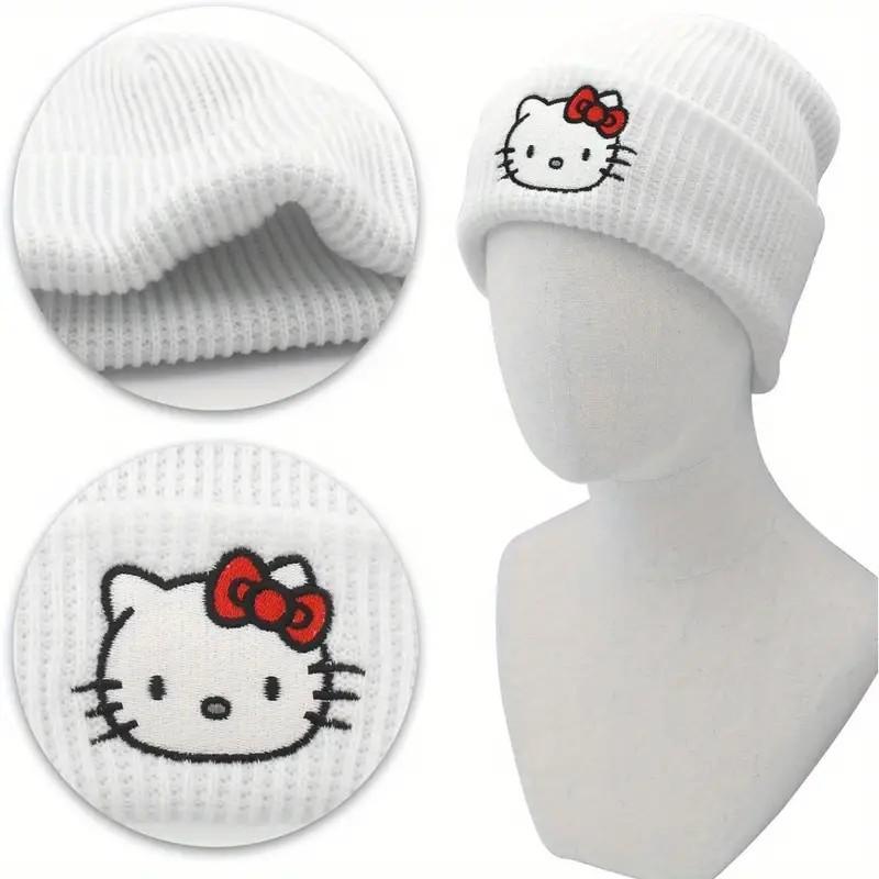 Cute KT Knit hat, Fun knit hat Winter ski wet warm hat, suitable for ladies and girls