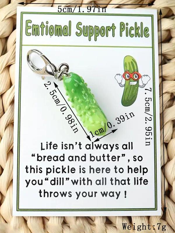 Cucumber Shaped Keychain, Cute Fruit Design Keychain with Pocket Card, Fashion Accessories for Women & Men for Birthday Gift