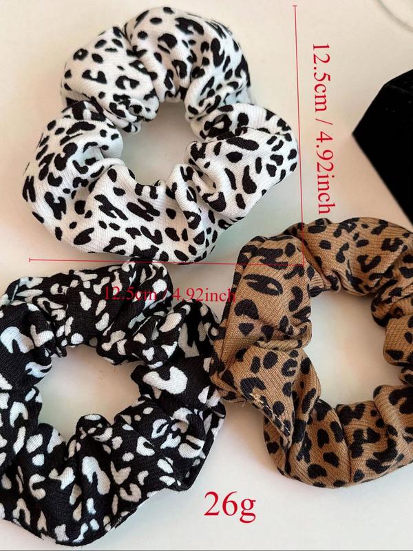 3pcs set Leopard Print Ruched Hair Tie, Trendy Matching Scrunchie, Fashionable Hair Accessories for Women & Girls, Casual Versatile Hair Accessories for Daily Wear