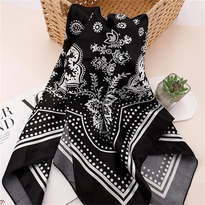 Head Scarf for Women Silk Feeling Satin Polyester Hair Large Big Scarf Wraps Neckerchief Non-Slip Scarves