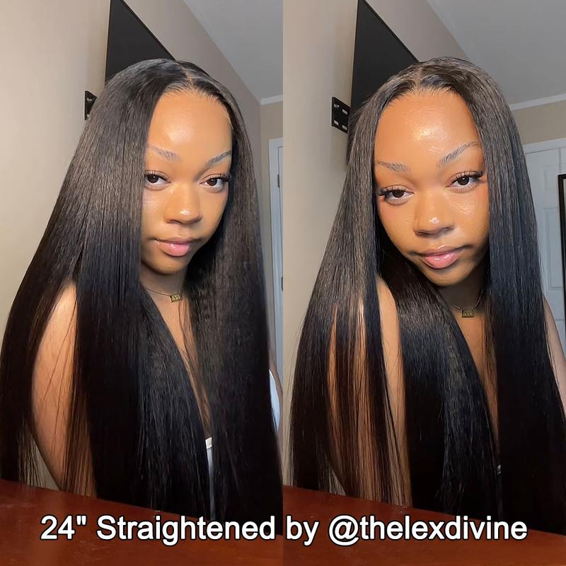 OQHAIR Wear Go Glueless Wigs Pre Bleached Kinky Straight Hair 4x6 Pre Cut HD Lace Closure Wigs With Pre Plucked Nautral Hairline