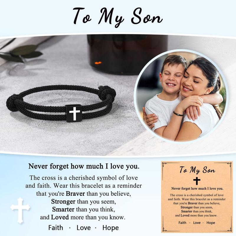 To My Son Bracelet Son Gifts from Mom Dad, Stocking Stuffers Gifts for Teenage Teen Boys Ideas