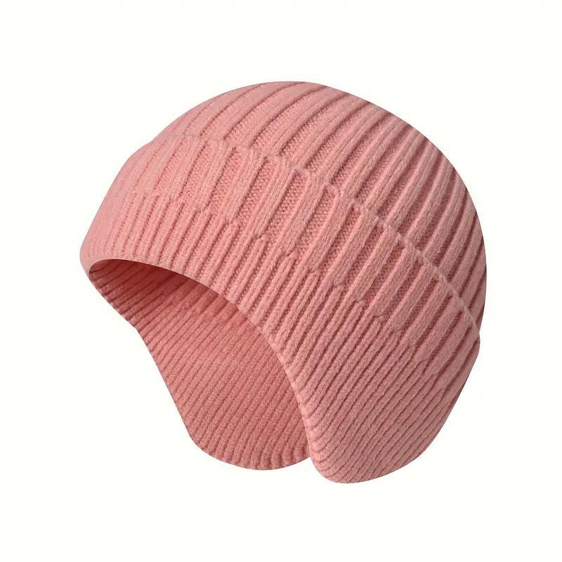 Solid Color Knitted Hat, 1 Count Soft Comfortable Winter Warm Hat, Lightweight Ear Cover Hat, Multifunctional Sports & Outdoor Accessories for Women, Christmas Gift