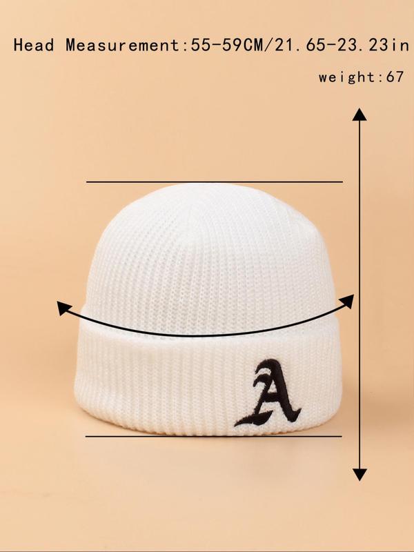 Letter Embroidery Beanie Hat, Fashion Casual Warm Knitted Hat for Men and Women, Trendy Versatile Sports Hat for Outdoor, Travel, Daily Wear