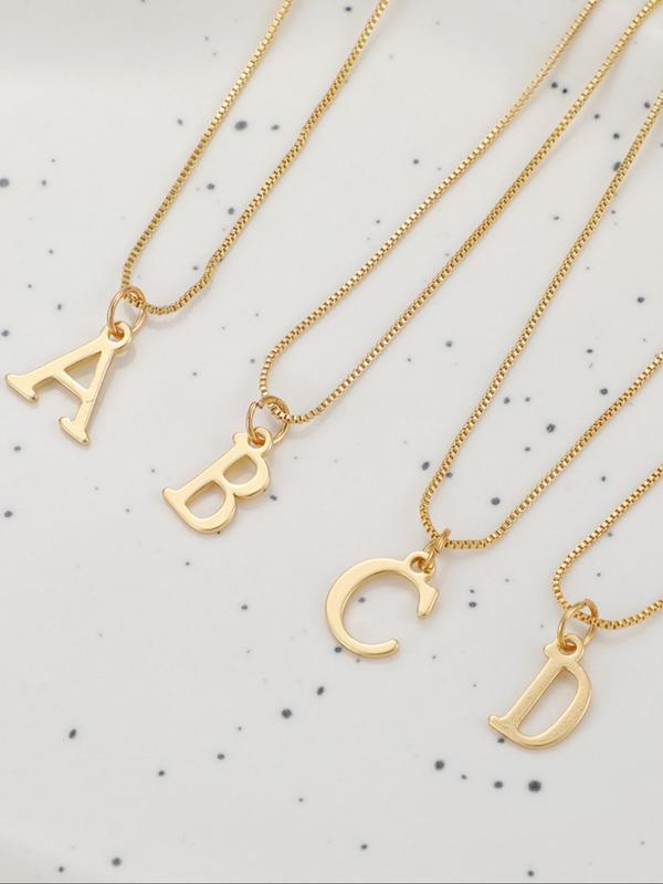 Stainless Steel Letter A-Z Pendant Necklace for Women & Girls, Fashion Jewelry for Party, Daily Decor, Trendy All-match & Exquisite Jewelry for Birthday Gift