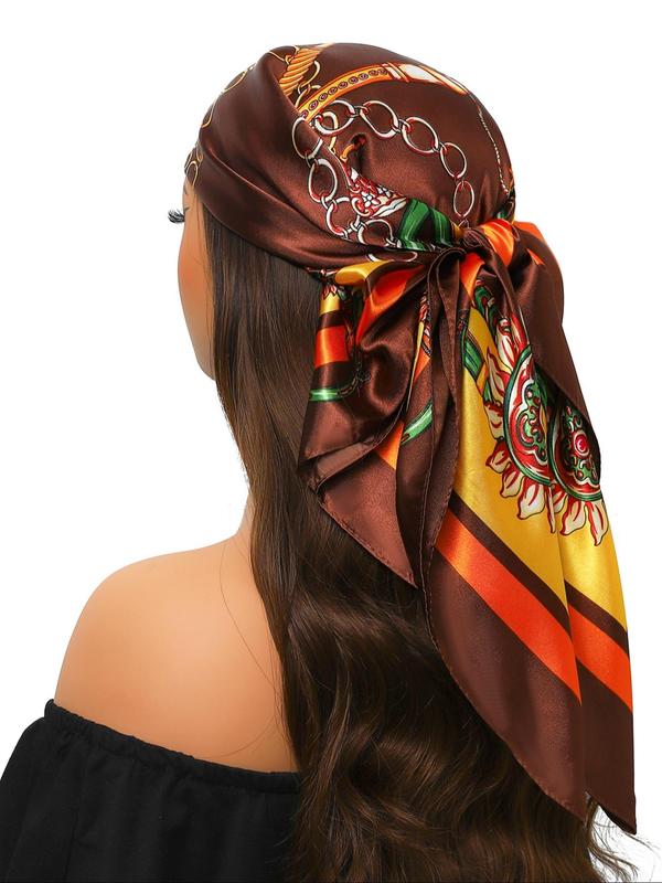 Fashionable Ethnic Pattern Print Square Scarf, Versatile Soft Comfortable Shawl for Women & Men, Casual Versatile Scarf for All Seasons