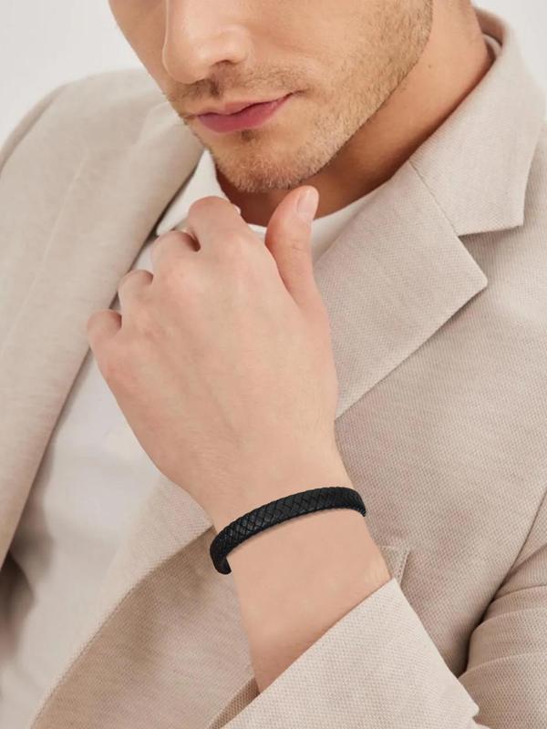 Men's Minimalist Plain Color Braided Bracelet, with Gift Card, Fashionable Jewelry for Daily Wear, Trendy All-match & Exquisite Jewelry for Birthday Gift