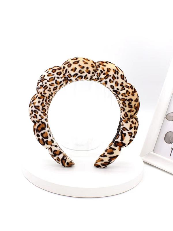 Leopard Print Headband, Cute Plush Hair Hoop, Fashion Hair Accessories for Women & Girls, Minimalist Headwear Suitable for Thick Hair, Beauty Hair Accessories for Daily Use