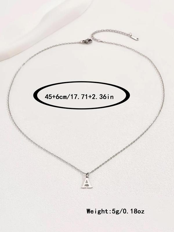 Letter Initial Detail Pendant Necklace for Women for Gift, Stainless Steel Matching Necklace Jewelry, Classic Fashion Accessories for Daily Wear