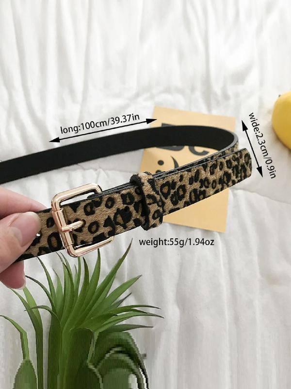 Women's Leopard Pattern Pu Buckle Belt, Vintage Trendy Matching Classic Belt, Fashionable Waistband for Jeans