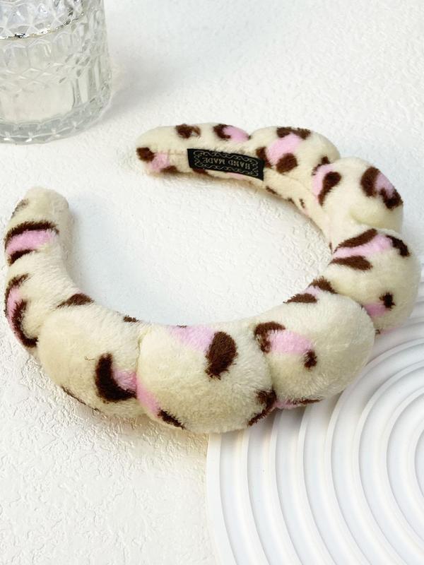 Leopard Print Headband, Cute Plush Hair Hoop, Fashion Hair Accessories for Women & Girls, Minimalist Headwear Suitable for Thick Hair, Beauty Hair Accessories for Daily Use