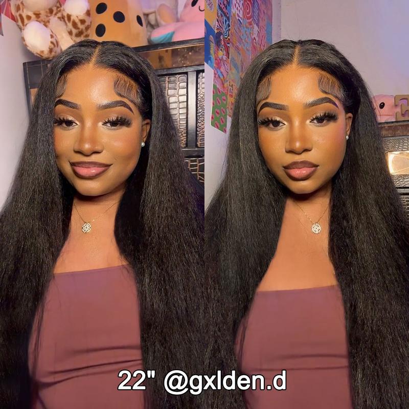 OQHAIR Wear Go Glueless Wigs Pre Bleached Kinky Straight Hair 4x6 Pre Cut HD Lace Closure Wigs With Pre Plucked Nautral Hairline