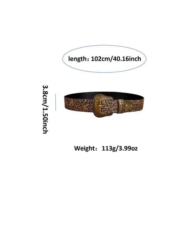 Women's Vintage Leopard Print PU Buckle Belt, 2024 New Style Fashionable Western Belt for Daily Clothing Decor, Trendy All-match & Exquisite Belt for Birthday Gift