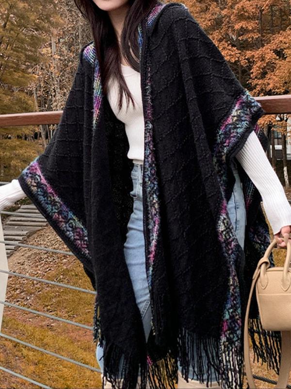 Women's Ethnic Pattern Shawl, Casual Versatile Warm Long Shawl for Fall & Winter, Fashion Accessories for Women & Girls