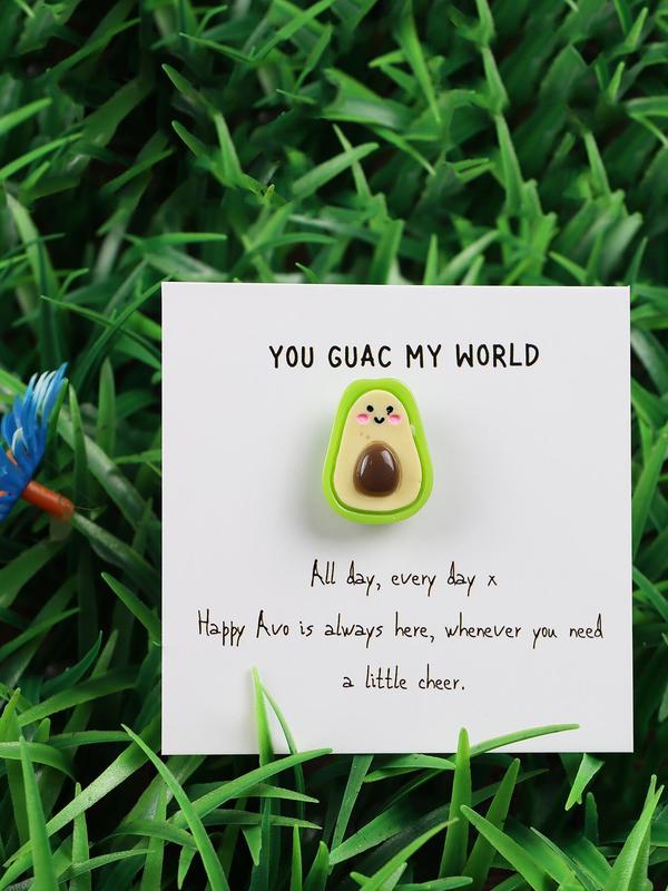 Avocado Design Pocket Hug Card, Cute Fruit Design Pin Badge, Fashionable Diy Jewelry Accessories for Women & Men