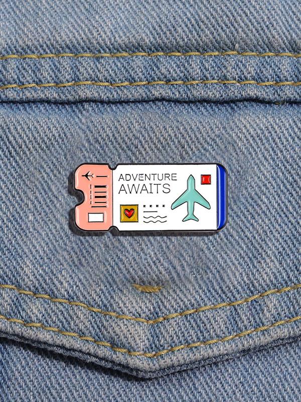 Unisex Cute Air Ticket Design Brooch, Cute Fashion Alloy Badge for Women & Men for Clothes & Backpack & Hat Decor, Creative Clothes Accessories for Party, Daily Decor