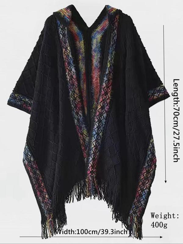 Women's Ethnic Pattern Shawl, Casual Versatile Warm Long Shawl for Fall & Winter, Fashion Accessories for Women & Girls