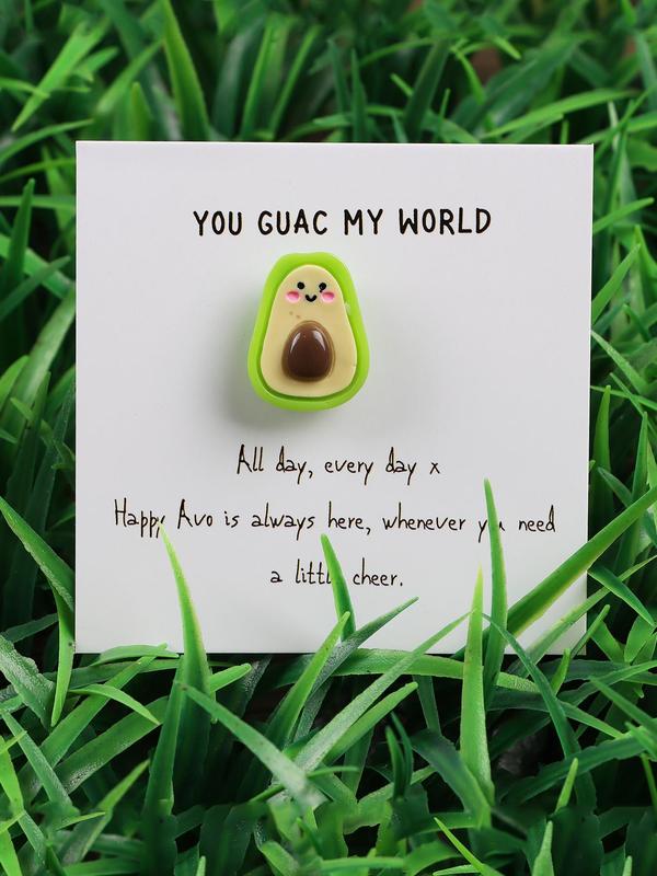 Avocado Design Pocket Hug Card, Cute Fruit Design Pin Badge, Fashionable Diy Jewelry Accessories for Women & Men