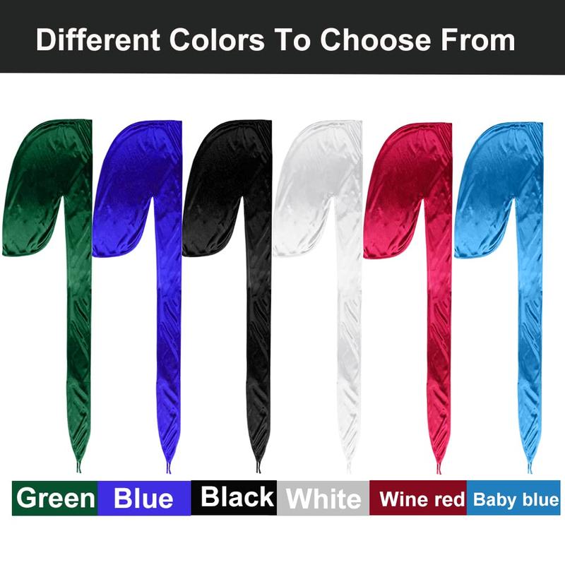 6 Pcs Silky Durag Headwraps Dorag for Men Women Waves, Durags Pack with Long Tail and Wide Straps, 6 Colors