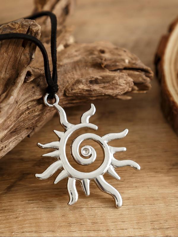 Spiral Sun Design Pendant Necklace for Women & Girls, Fashion Jewelry for Party, Daily Clothing Decor, Trendy All-match & Exquisite Jewelry for Birthday Gift