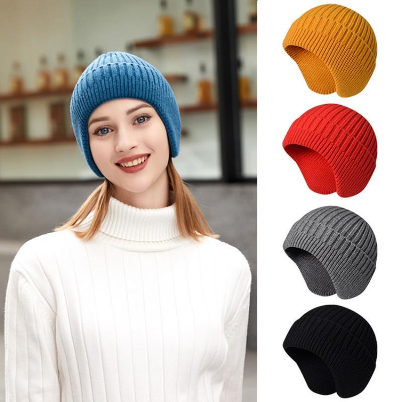 Solid Color Knitted Hat, 1 Count Soft Comfortable Winter Warm Hat, Lightweight Ear Cover Hat, Multifunctional Sports & Outdoor Accessories for Women, Christmas Gift