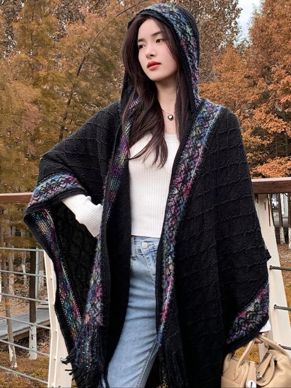 Women's Ethnic Pattern Shawl, Casual Versatile Warm Long Shawl for Fall & Winter, Fashion Accessories for Women & Girls