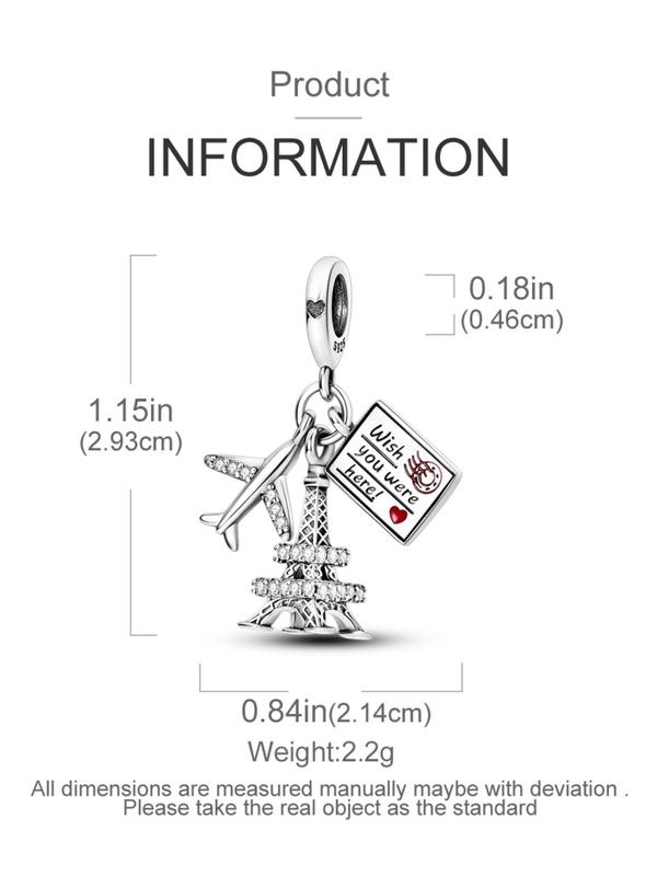 Artificial Zircon Inlaid Eiffel Tower Design Pendant, Letter Engraving Pendant for Women & Men, Fashion Accessories for Daily Wear