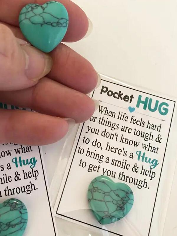 Faux Turquoise Textured Heart Shaped Pocket Hug Gift, Sweet Thoughts Gift, Jewelry Making Accessories for Women & Girls