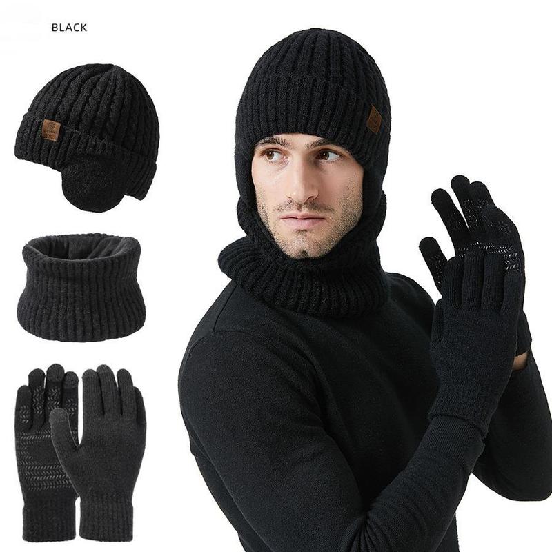 Winter Warm Knit Hat & Touch Screen Gloves Set, 6 Counts set Outdoor Cycling Hat & Gloves Set, Outdoor Sports Accessories for Men & Women