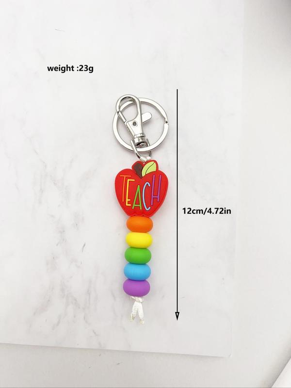 Cute Apple & Heart Decor Beaded Keychain, 2024 New Style Colorful Beaded Keychain for Women & Men, Fashion Accessories for Daily Use, Keychain for Car Keys