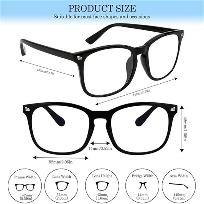 Blu-ray Glasses, Computer Gaming TV Phone Glasses for Men & Women, Fashion Fake Eyeglasses, Retro Round Computer Glasses