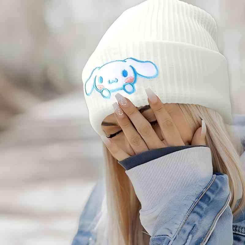 Cute KT Knit hat, Fun knit hat Winter ski wet warm hat, suitable for ladies and girls