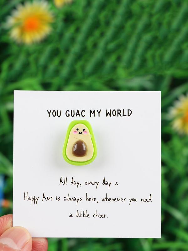 Avocado Design Pocket Hug Card, Cute Fruit Design Pin Badge, Fashionable Diy Jewelry Accessories for Women & Men