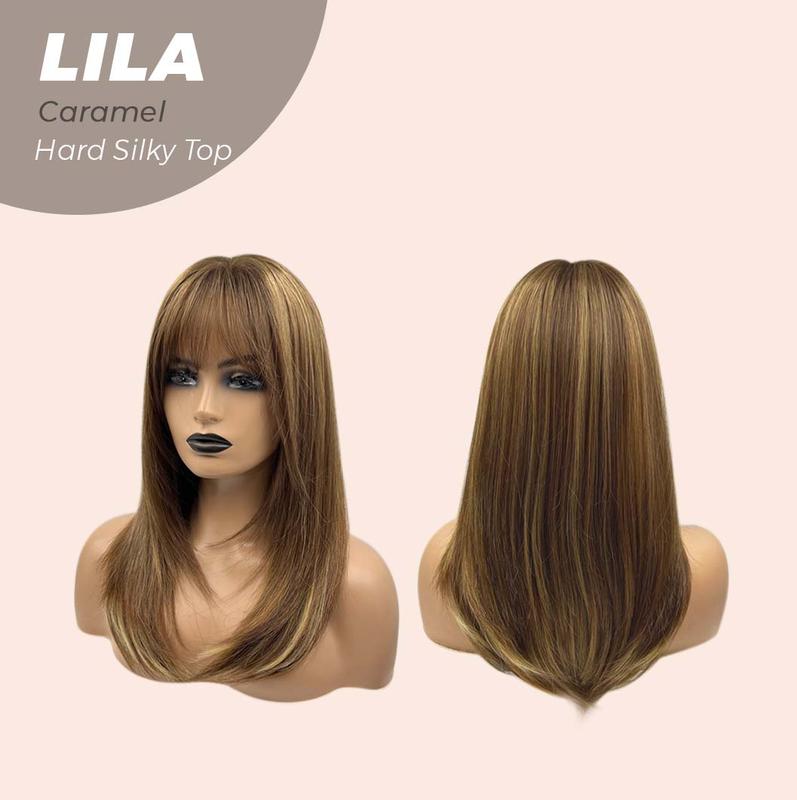 JBEXTENSION 20 Inches Scalpiana 3.5X4 Hard Silky Top Natural Scalp Effect Wig With Bangs LILA