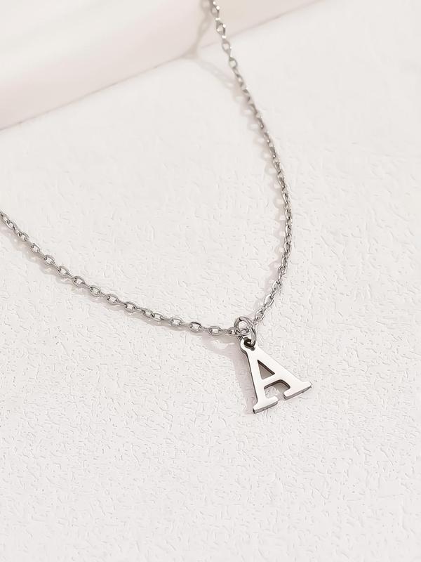 Letter Initial Detail Pendant Necklace for Women for Gift, Stainless Steel Matching Necklace Jewelry, Classic Fashion Accessories for Daily Wear