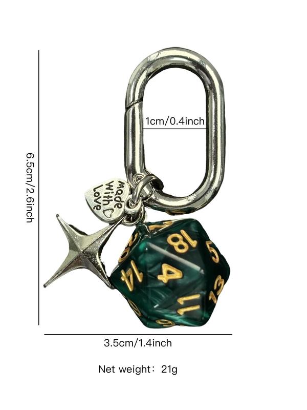 Dice & Star Design Charm Keychain for Bag & Car Keys, Cute Bag Charm for Women & Men, Trendy All-match & Exquisite Accessories for Birthday Gift