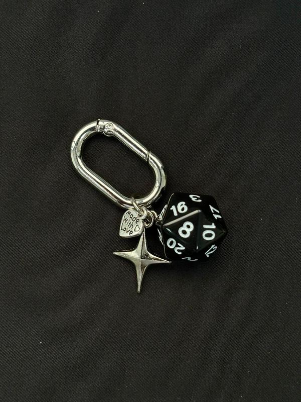 Dice & Star Design Charm Keychain for Bag & Car Keys, Cute Bag Charm for Women & Men, Trendy All-match & Exquisite Accessories for Birthday Gift